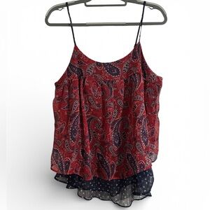 Faded Glory Red and Blue Paisley Layered Women's Tank Top